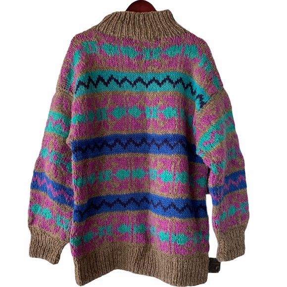 Sold🎈Vintage 90s Wool Sweater Collar Handmade Ecuador - Picture 5 of 14